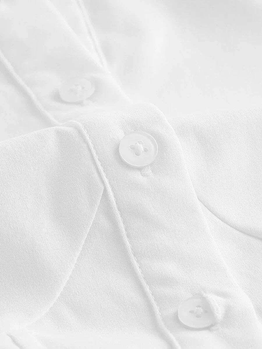 Gigot Crop Top Sleeve Button Retro Peak Lapels Front Curved Hem