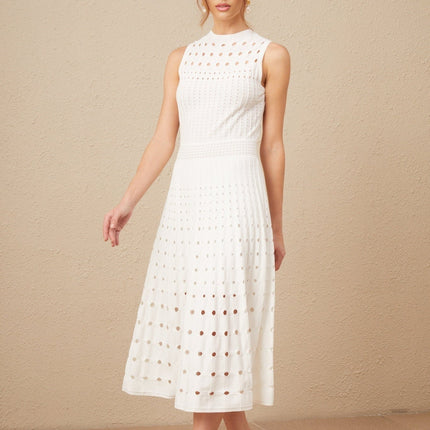 Gilda White Midi Dress Sleeveless Cut-Out Detailing