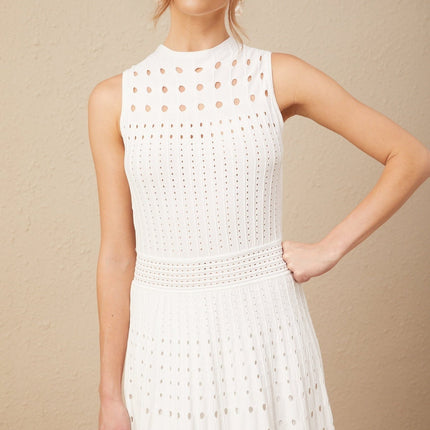 Gilda White Midi Dress Viscose Polyester Sleeveless Cut-Out Detailing
