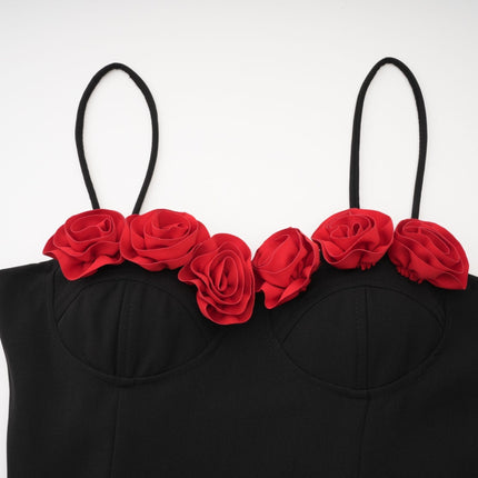 Ginetta Black Flower Bustier Mini Dress
