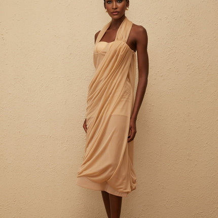 Ginetta Midi Dress in Neutrals color
