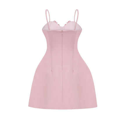Ginetta Pink Flower Bustier Mini Dress