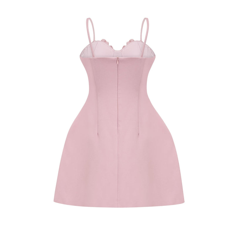 Ginetta Pink Flower Bustier Mini Dress
