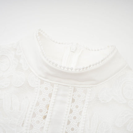 Ginetta White Midi Dress Panelled Cut Out Women's Dress