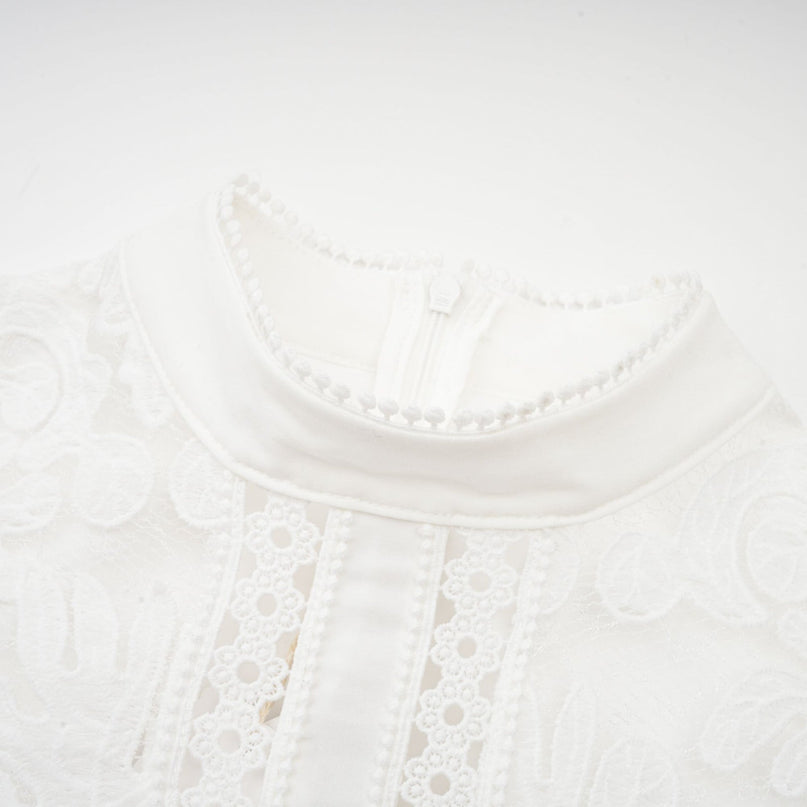 Ginetta White Midi Dress Panelled Cut Out Women's Dress