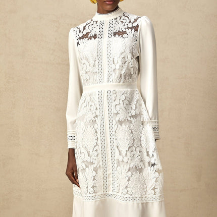 Ginetta White Midi Dress Panelled Cut Out