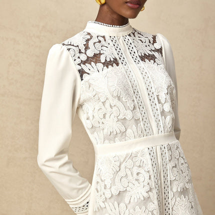 Ginetta White Midi Dress Panelled Cut Out