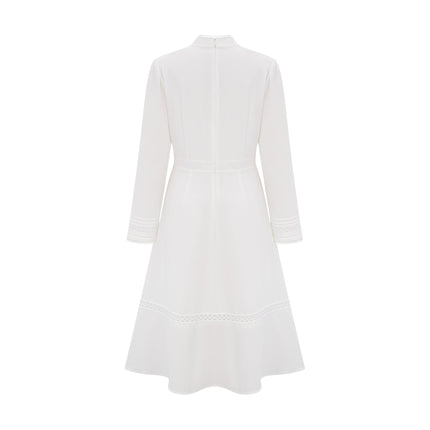 Ginetta White Midi Dress Panelled Cut Out Women's Dress