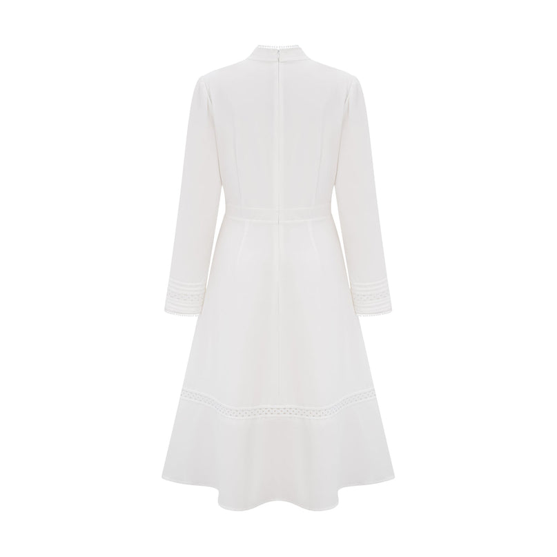 Ginetta White Midi Dress Panelled Cut Out Women's Dress