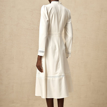 Ginetta White Midi Dress Panelled Cut Out