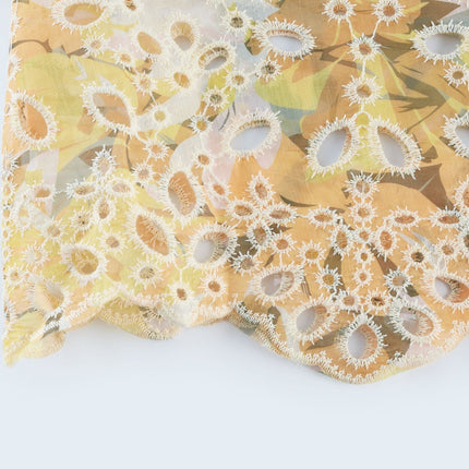 Ginetta Yellow Floral Midi Dress with Off-Shoulder Design and Cut-Out Detail