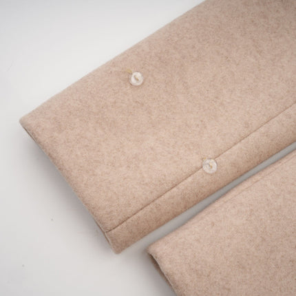 Ginevra Neutrals Coat with Gold-tone Buttons and Faux-fur Detailing