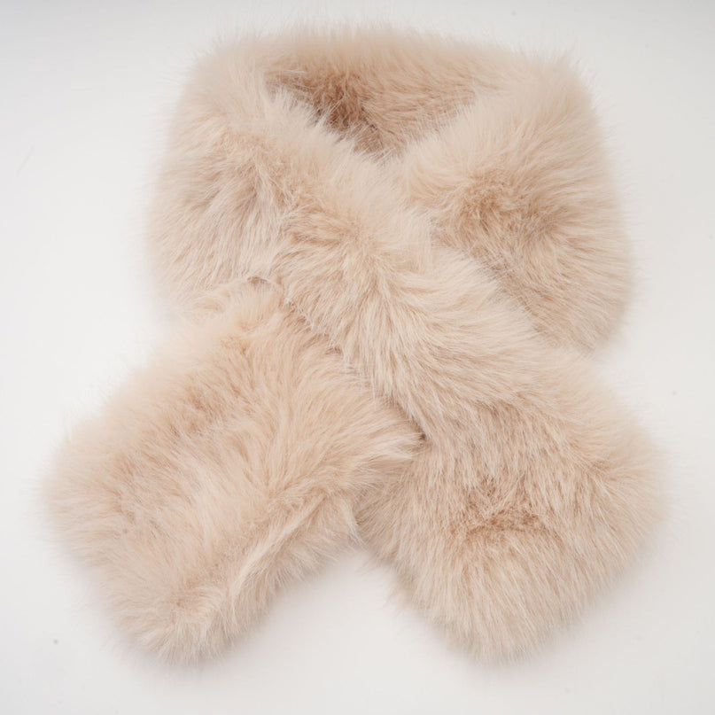 Ginevra Neutrals Coat with Embossed Gold-Tone Buttons and Faux-Fur Detailing