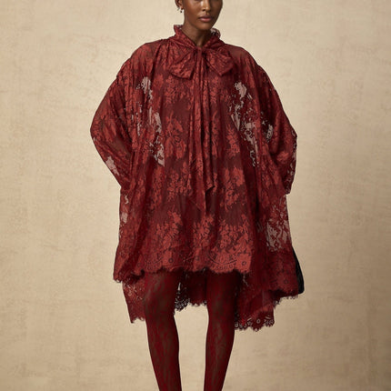 Ginevra Red Floral-lace Cut-out Tights