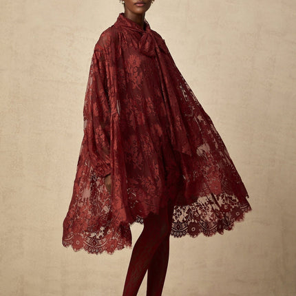Ginevra Red Floral-lace Cut-out Tights