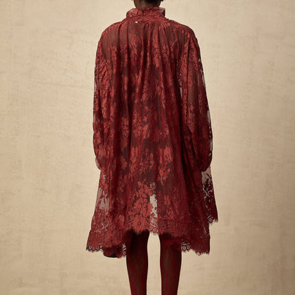 Ginevra Red Floral-lace Cut-out Tights