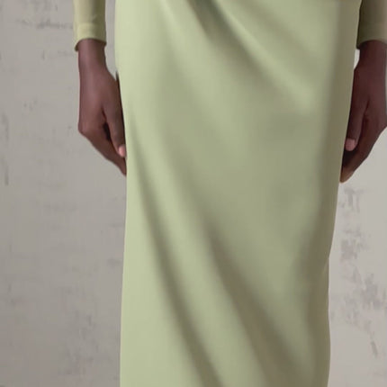 Giovannella Green Midi Dress with Off-the-Shoulder Design and Ruched Detailing