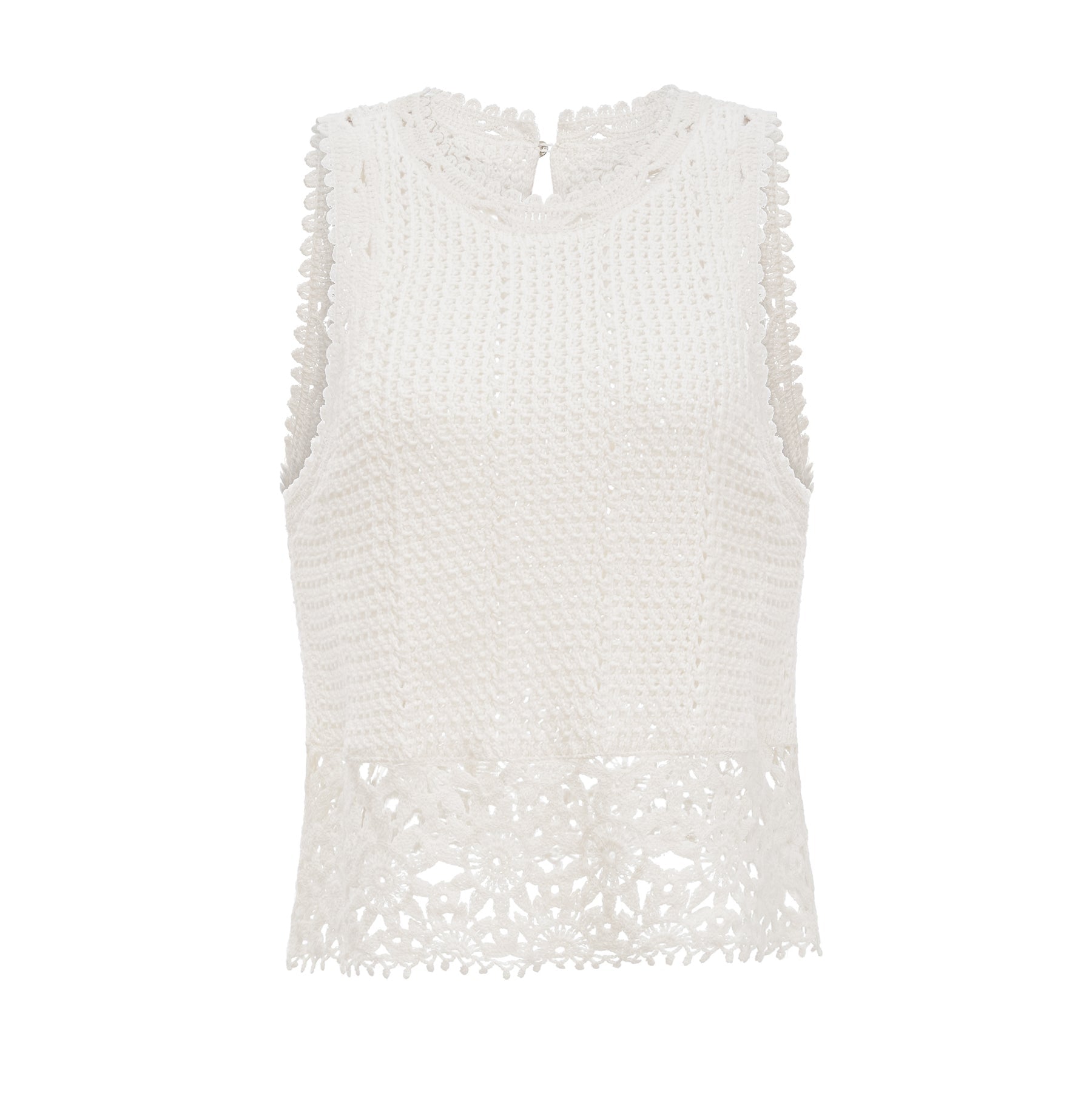 Gisèle White Floral Appliqué Crochet Knit TwoPiece Top and Shorts Set