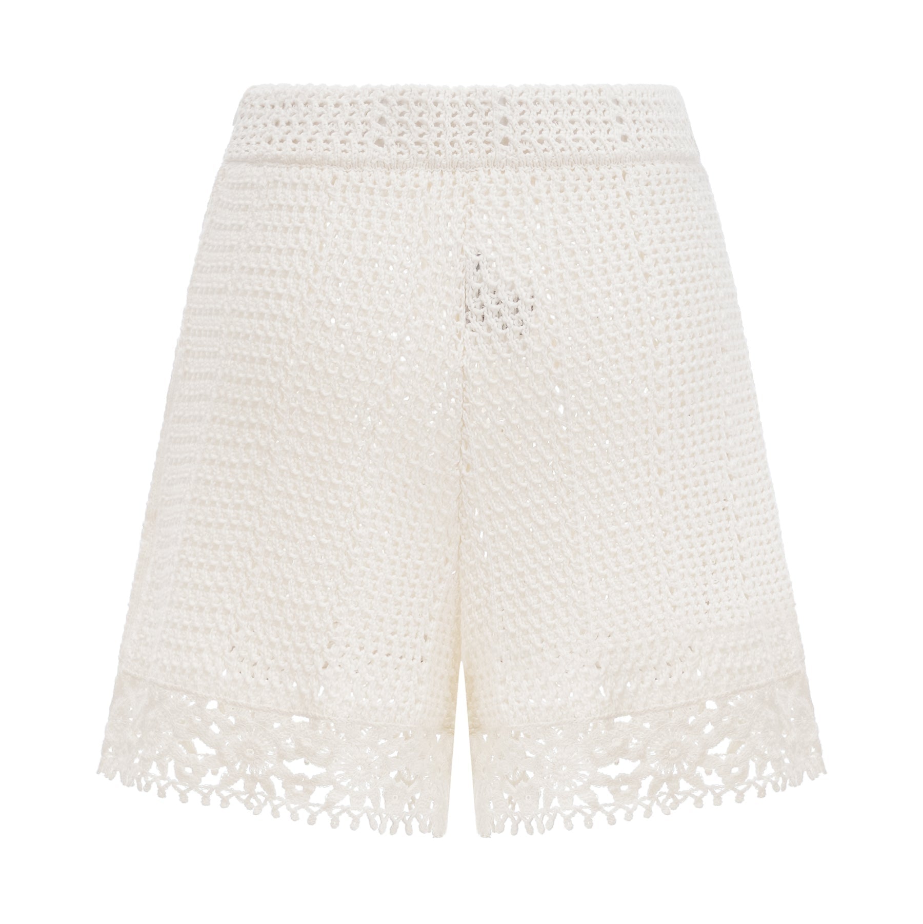 Gisèle White Floral Appliqué Crochet Knit TwoPiece Top and Shorts Set