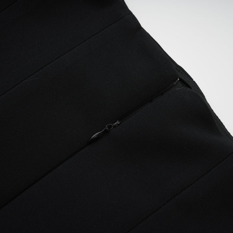 Giselle Black Maxi Dress with Crystal Embellishments Pleated Detailing and Flared Hem