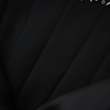 Giselle Black Maxi Dress with Crystal Embellishments and Pleated Detailing