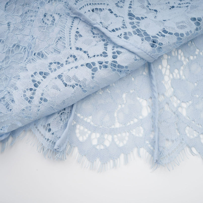 Giselle Blue Floral Lace Midi Dress Sweetheart Neckline Short Sleeves Boned Bodice Belted Waist Scalloped Trim Flared Hem Calf-Length Rear Zip Fastening Half Lined Terylene Fiber