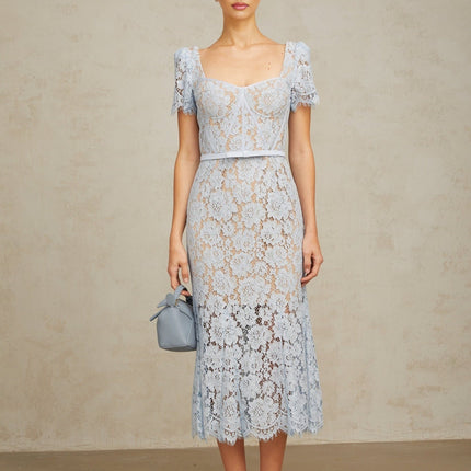Giselle Blue Lace Midi Dress