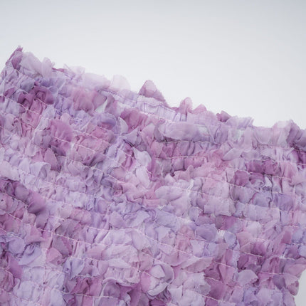 Giselle Mini Dress in Purple with 3D-petal detailing and tiered skirt