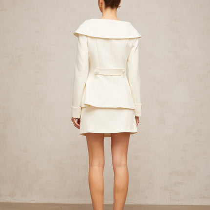 Giselle White Crystal Embellished Jacket Skirt Set