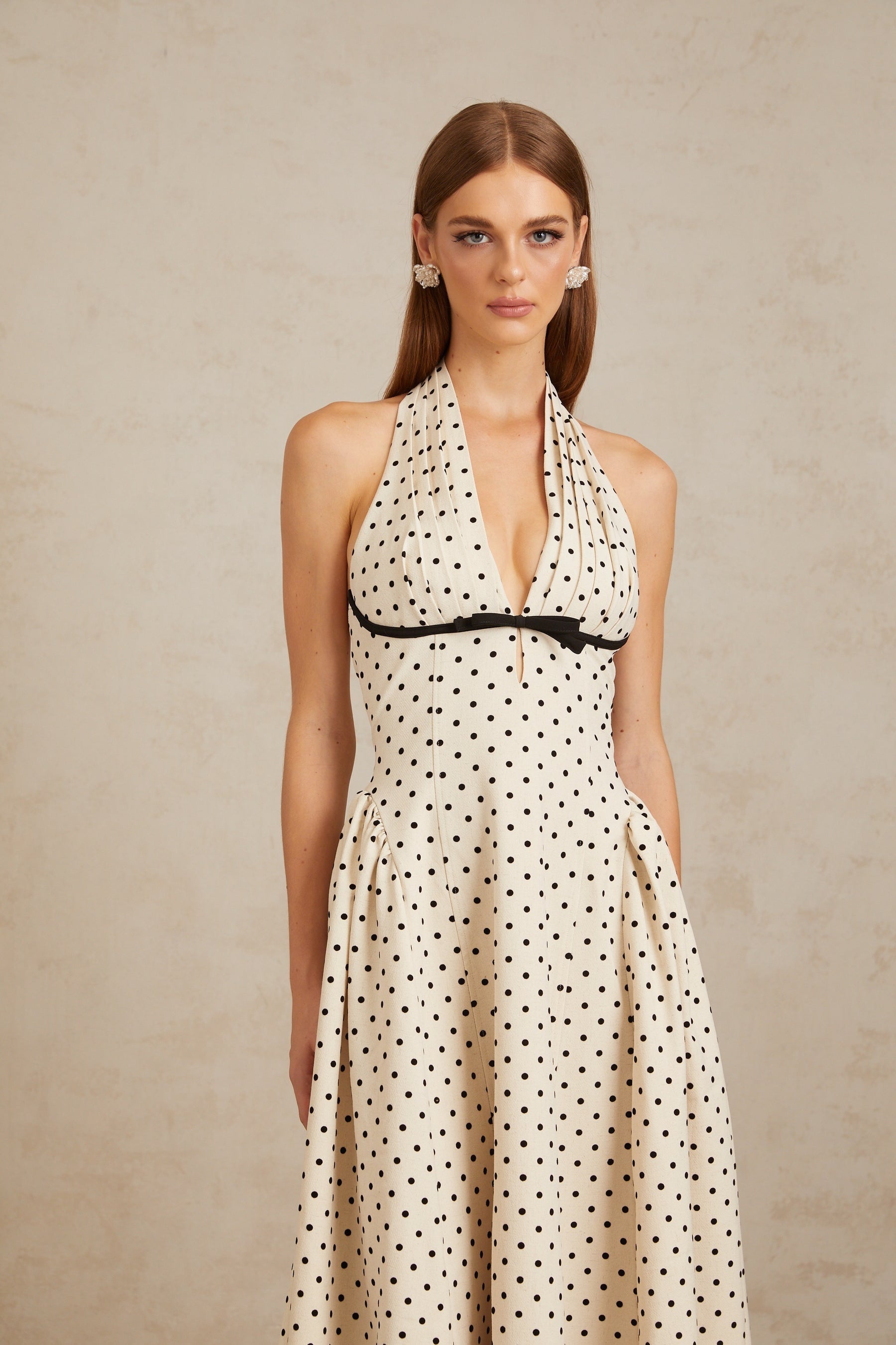 Gitane White Polka Dot Midi Dress