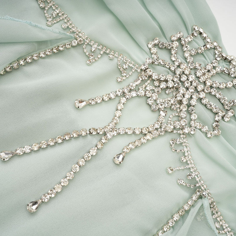 Giuditta Green Crystal Embellished Ruffle Midi Dress