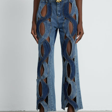 Giuliana Blue High Waisted Cut-Out Jeans