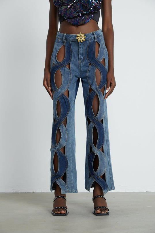 Giuliana Blue High Waisted Cut-Out Jeans