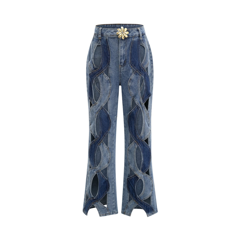 Giuliana Blue High-Waisted Cut-Out Panel Jeans
