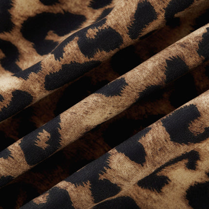 Giuliana Brown Leopard Print Midi Dress with V-Neckline and Belt Detail