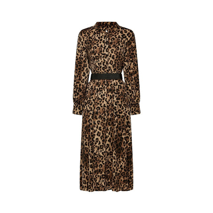 Giuliana Brown Leopard Print Midi Dress