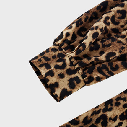Giuliana Brown Leopard Print Midi Dress