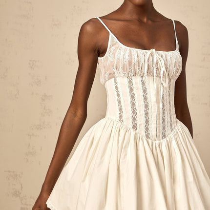 Giuseppina White Mini Dress Corset Flare