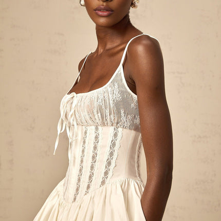 Giuseppina White Mini Dress Corset Flare