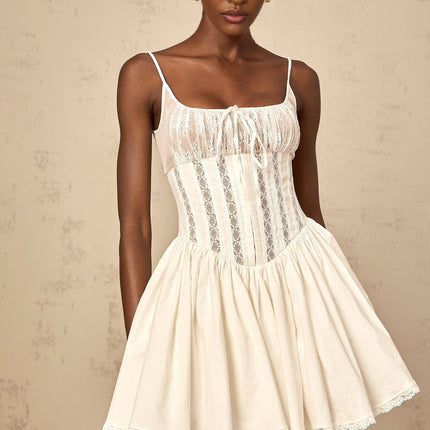 Giuseppina White Mini Dress Corset Flare