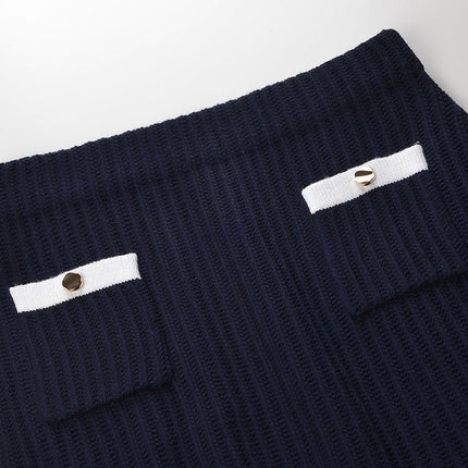 Grace Black Knit Cardigan and Skirt Set - Black