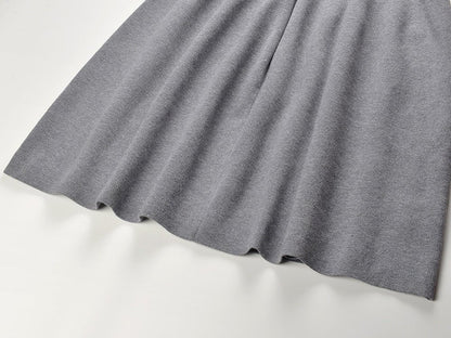 Gray A-Line Dress with White Ruffle Details