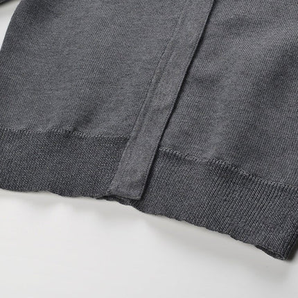 Gray cropped cardigan and A-line skirt set with crystal embellishments