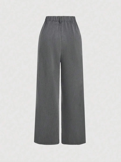 Gray Cute Trousers With Fungus Front Casual Trousers Going Out Trousers New Years Clothing Vacation