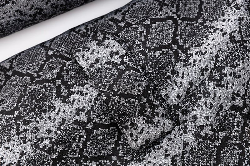 Gray snake print tailored blazer with gold buttons