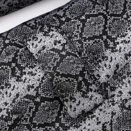 Gray snake print tailored blazer with gold buttons