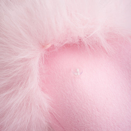 Grazia Pink Faux-Fur Cuffs Overcoat with Crystal Embellishments