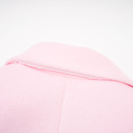 Grazia Pink Faux-Fur Cuffs Overcoat with Crystal Embellishments