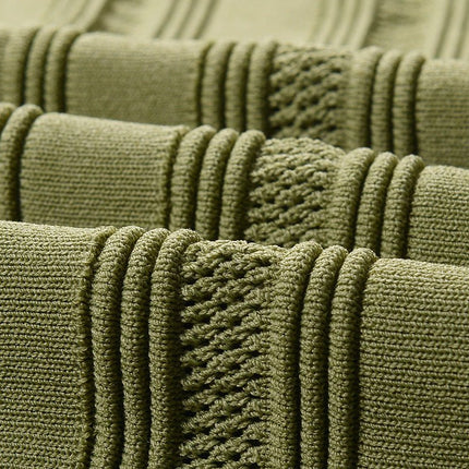 Green A-Line Knitted Dress with Scalloped Neckline and Button Detail