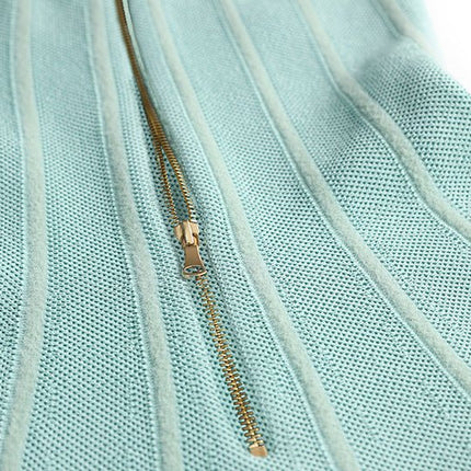 Green Halter Neck Flared A-Line Dress in Soft Mint Knit Fabric